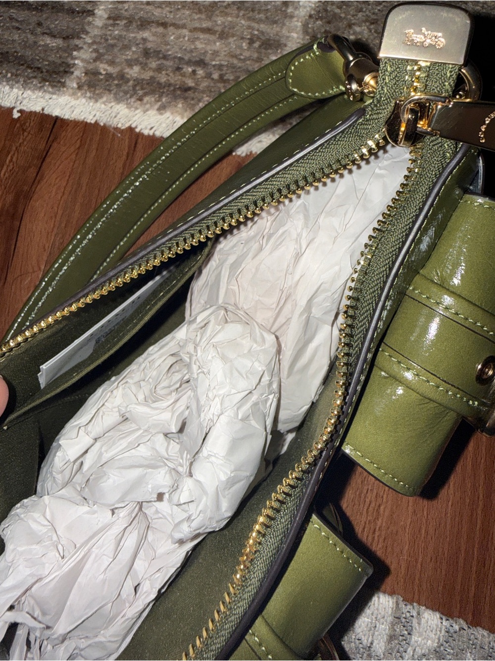 Coach Olive Green Ashton Patent Leather Shoulder Bag - Picture 8 of 8